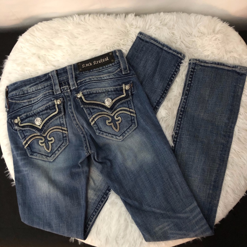 Rock Revival Anja Straight Jeans. Blue. Size 25